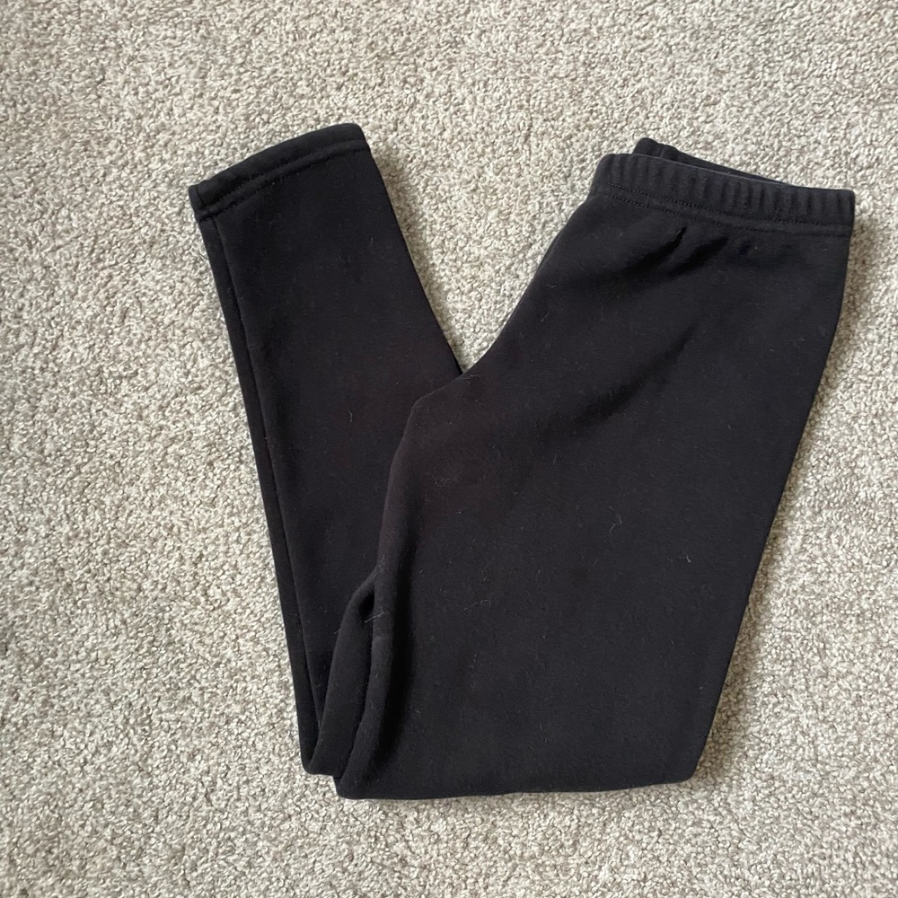 Girls black warm leggings, small, 6-7​​​